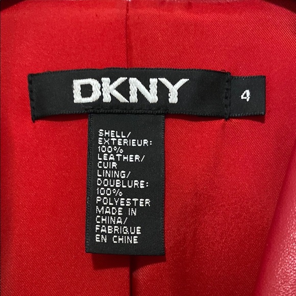 DKNY Women's Red Leather Jacket - Picture 2 of 6